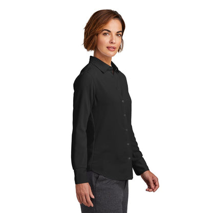 NEW STRAYER Brooks Brothers® Women’s Full-Button Satin Blouse - Deep Black