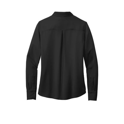 NEW STRAYER Brooks Brothers® Women’s Full-Button Satin Blouse - Deep Black