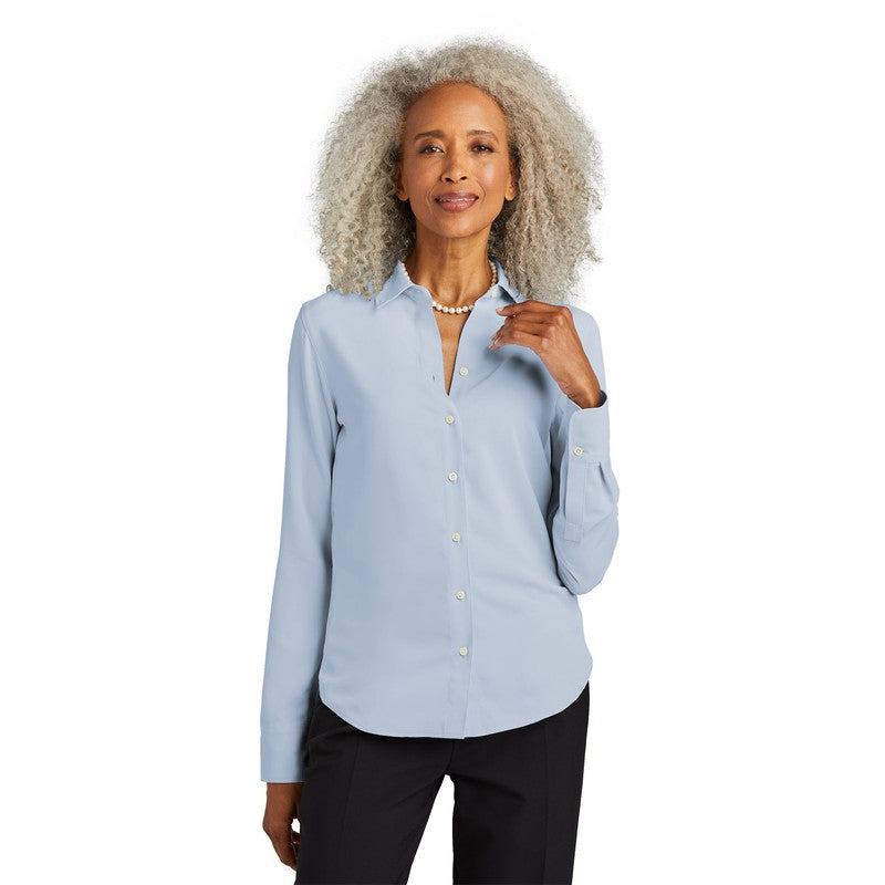 NEW STRAYER Brooks Brothers® Women’s Full-Button Satin Blouse - Heritage Blue