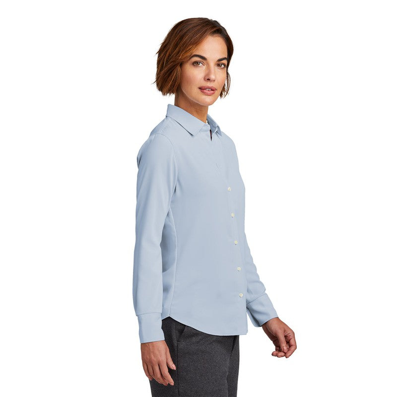 NEW STRAYER Brooks Brothers® Women’s Full-Button Satin Blouse - Heritage Blue
