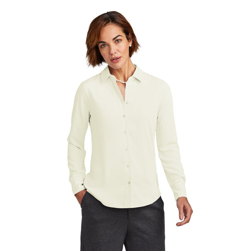 NEW STRAYER Brooks Brothers® Women’s Full-Button Satin Blouse - Off White