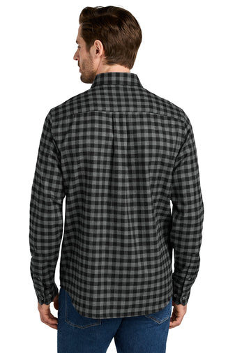 NEW STRAYER - Eddie Bauer® Long Sleeve Favorite Flannel Plaid Shirt - Deep Black Mini Buffalo