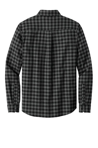 NEW STRAYER - Eddie Bauer® Long Sleeve Favorite Flannel Plaid Shirt - Deep Black Mini Buffalo