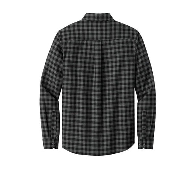 STRAYER - Eddie Bauer® Long Sleeve Favorite Flannel Plaid Shirt - Deep Black Mini Buffalo
