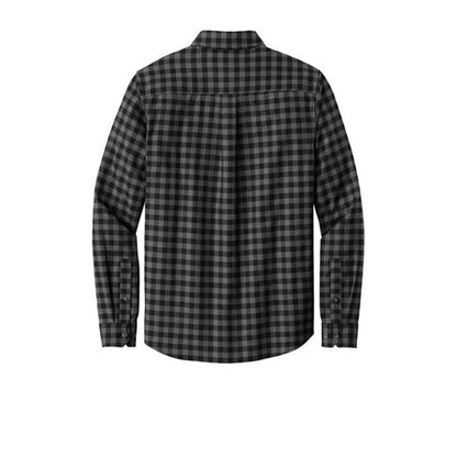 NEW STRAYER - Eddie Bauer® Long Sleeve Favorite Flannel Plaid Shirt - Deep Black Mini Buffalo