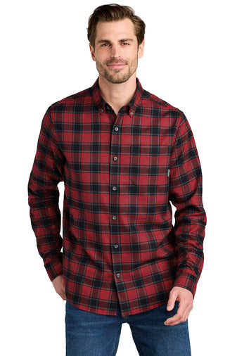 NEW STRAYER - Eddie Bauer® Long Sleeve Favorite Flannel Plaid Shirt - Red Highland Plaid