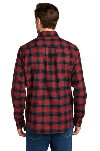 NEW STRAYER - Eddie Bauer® Long Sleeve Favorite Flannel Plaid Shirt - Red Highland Plaid