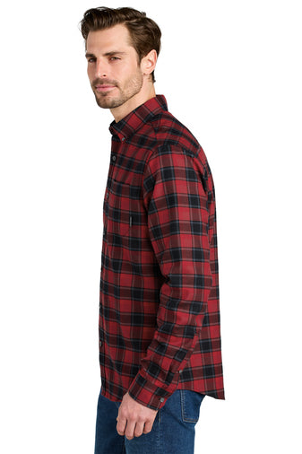 NEW STRAYER - Eddie Bauer® Long Sleeve Favorite Flannel Plaid Shirt - Red Highland Plaid