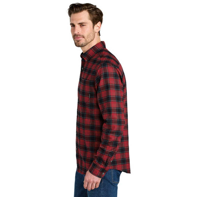 STRAYER - Eddie Bauer® Long Sleeve Favorite Flannel Plaid Shirt - Red Highland Plaid