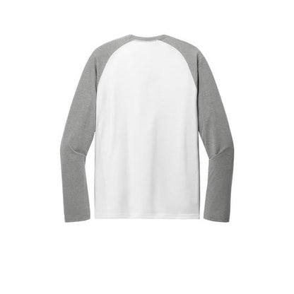 NEW STRAYER Allmade® Unisex Tri-Blend Long Sleeve Colorblock Raglan - luminum Grey/ Bright White