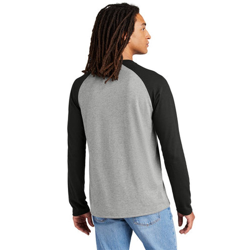 STRAYER ALUMNI Allmade® Unisex Tri-Blend Long Sleeve Colorblock Raglan (3.5" Logo) - Deep Black/Aluminum Grey