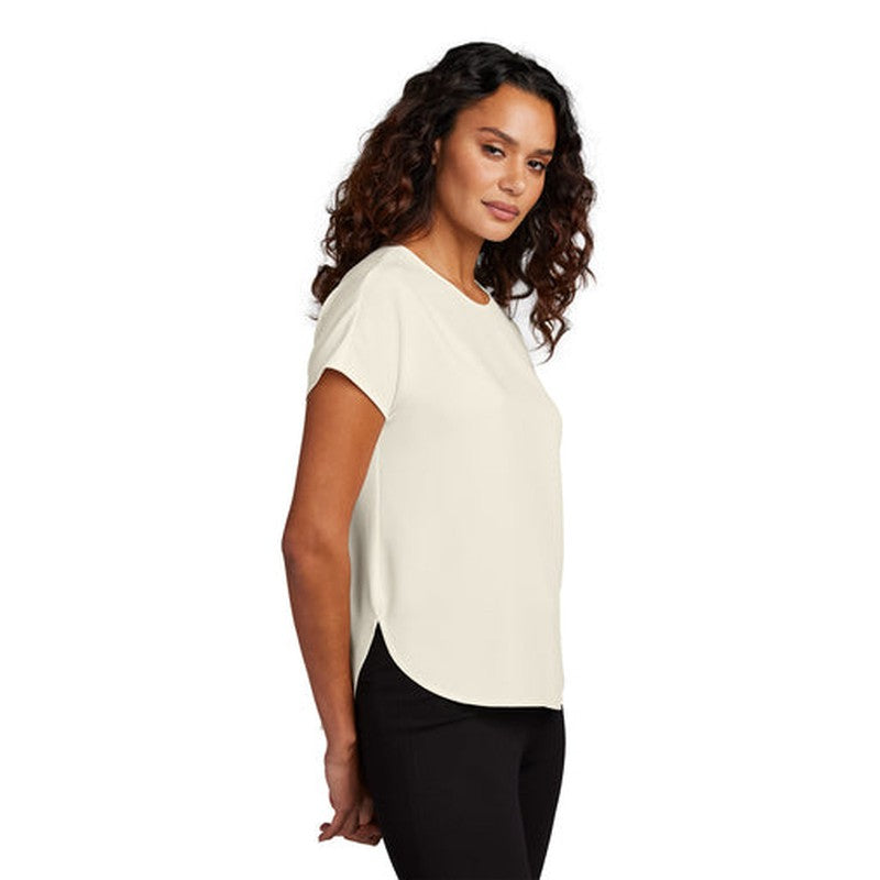STRAYER ALUMNI ASSOCIATION Mercer+Mettle® Women's Stretch Crepe Crew - Ivory Chiffon