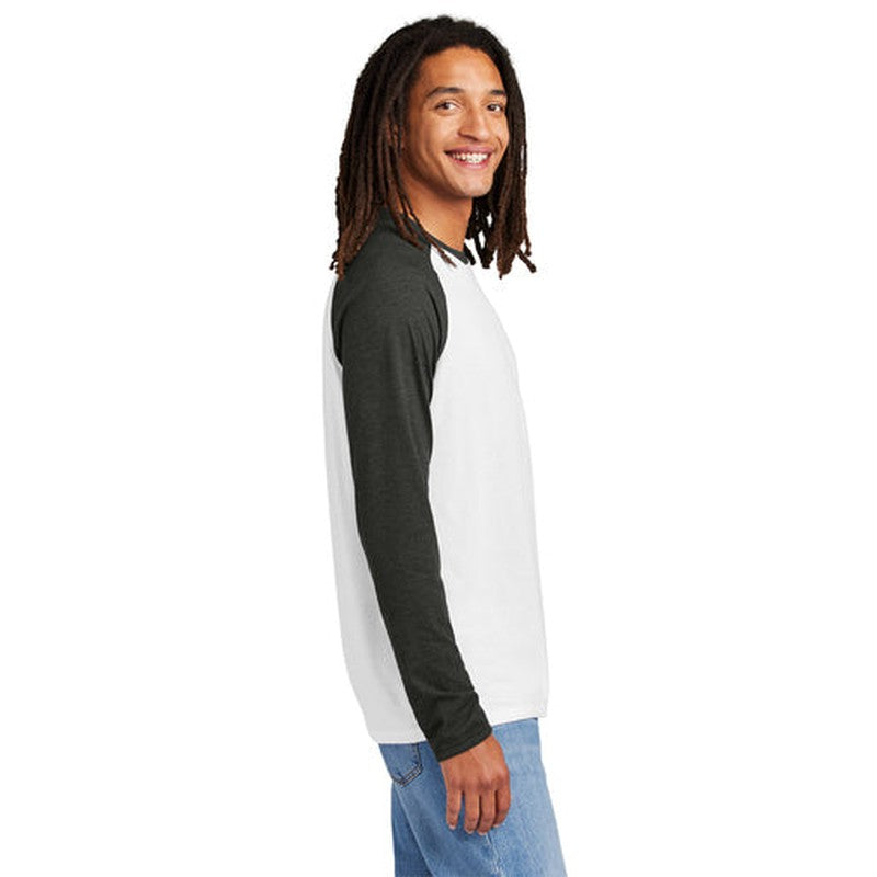 STRAYER ALUMNI Allmade® Unisex Tri-Blend Long Sleeve Colorblock Raglan (3.5" Logo) - Space Black/Bright White