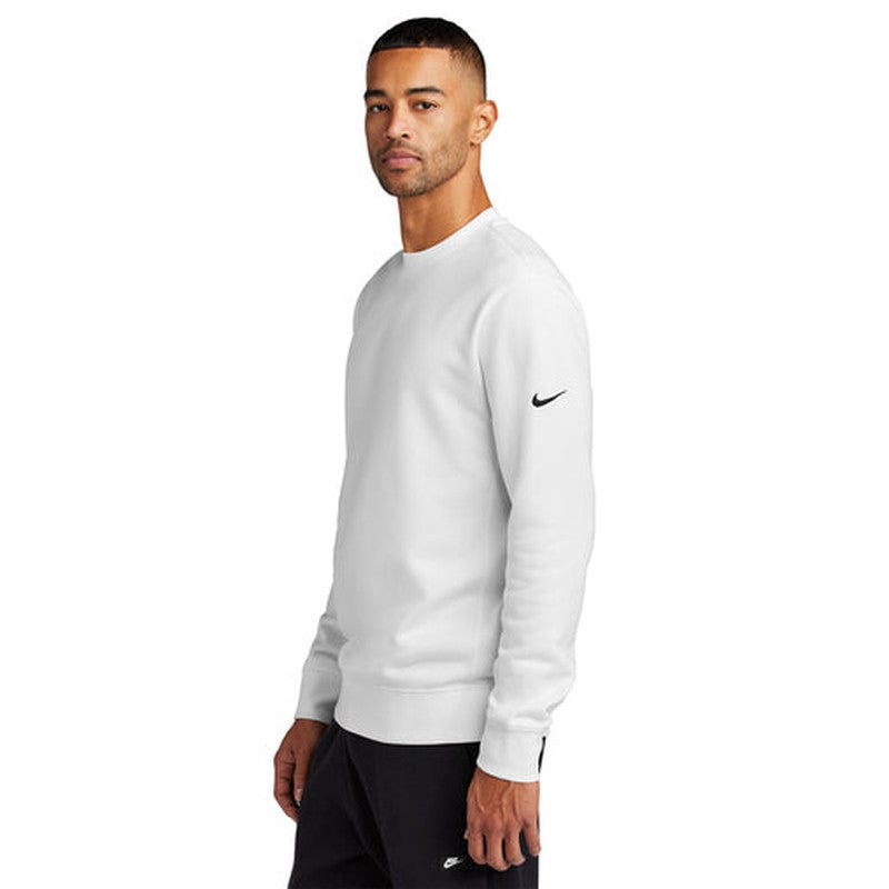 STRAYER HONORS - Nike Club Fleece Sleeve Swoosh Crew - White