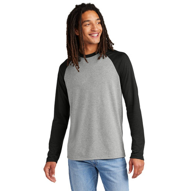 STRAYER ALUMNI Allmade® Unisex Tri-Blend Long Sleeve Colorblock Raglan (3.5" Logo) - Deep Black/Aluminum Grey