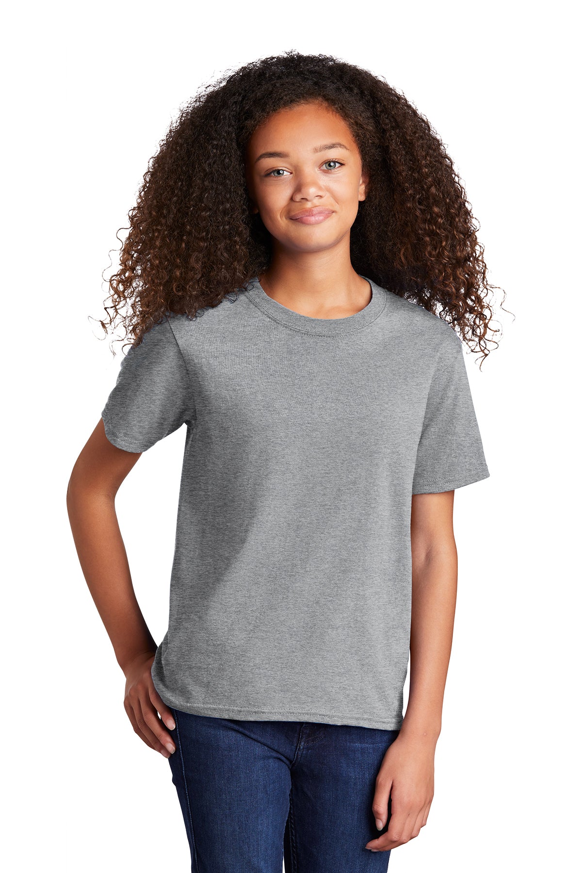NEW STRAYER Port & Company® Youth Core Cotton Tee - Athletic Heather
