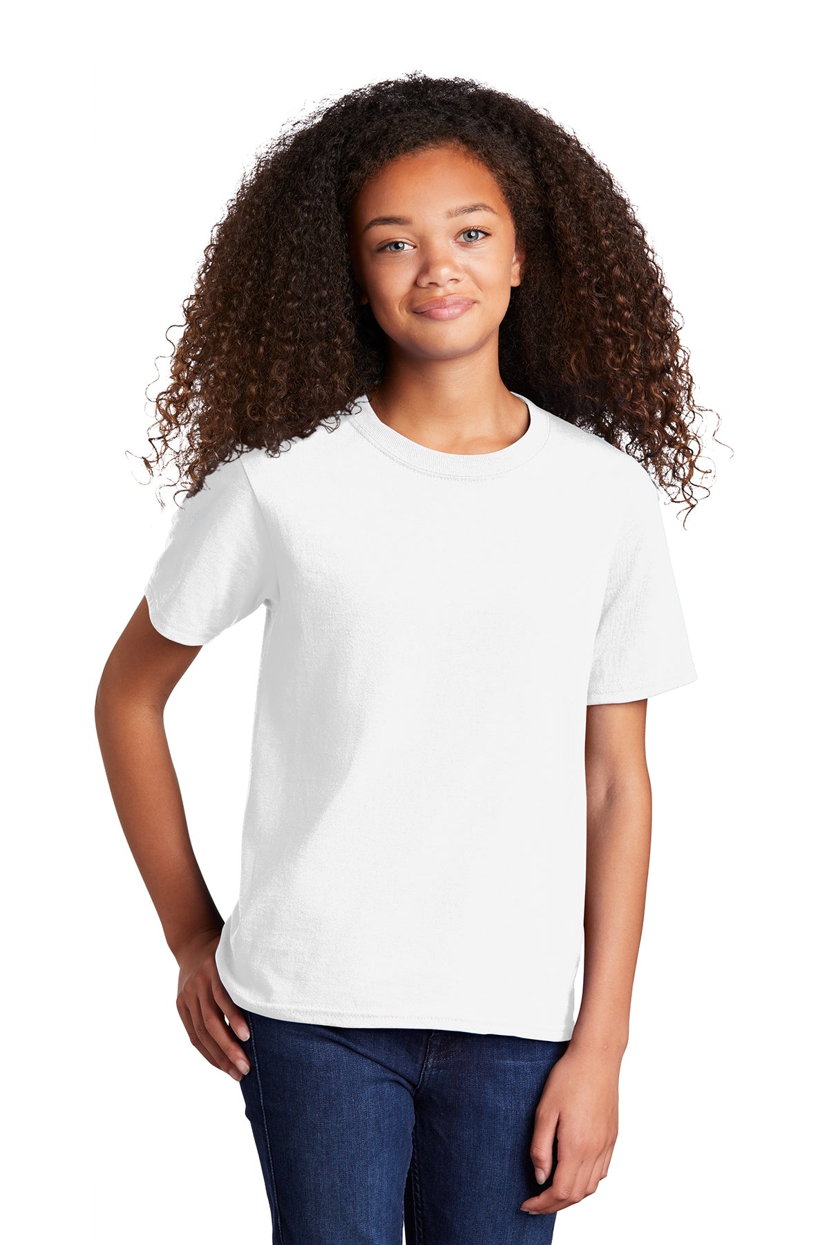 NEW STRAYER Port & Company® Youth Core Cotton Tee - White