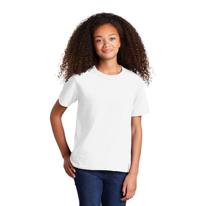 NEW STRAYER Port & Company® Youth Core Cotton Tee - White