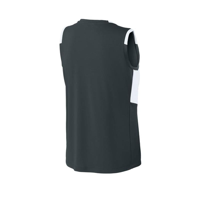 NEW STRAYER Sport-Tek® Women’s Club Sleeveless V-Neck - Iron Grey/White