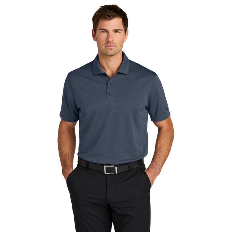 NEW STRAYER Nike Dri-FIT Smooth Heather Polo - Navy Heather
