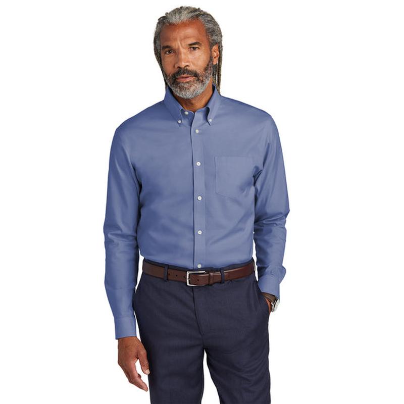 NEW STRAYER Brooks Brothers® Tall Wrinkle-Free Stretch Pinpoint Shirt - Cobalt Blue