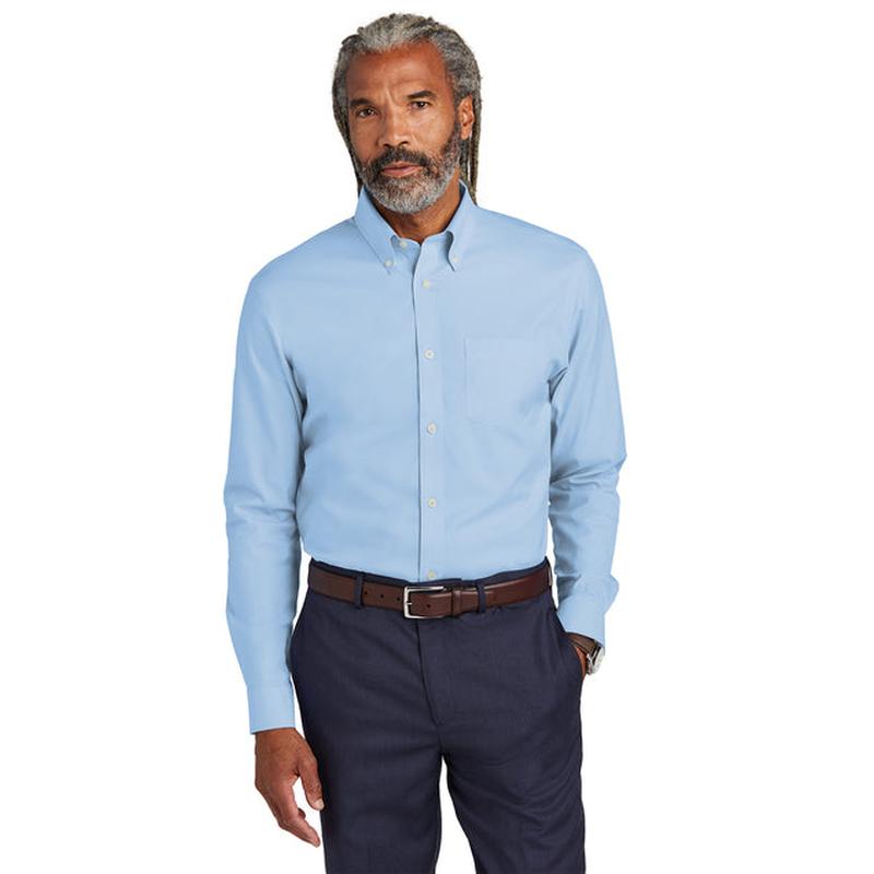 NEW STRAYER Brooks Brothers® Tall Wrinkle-Free Stretch Pinpoint Shirt - Newport Blue
