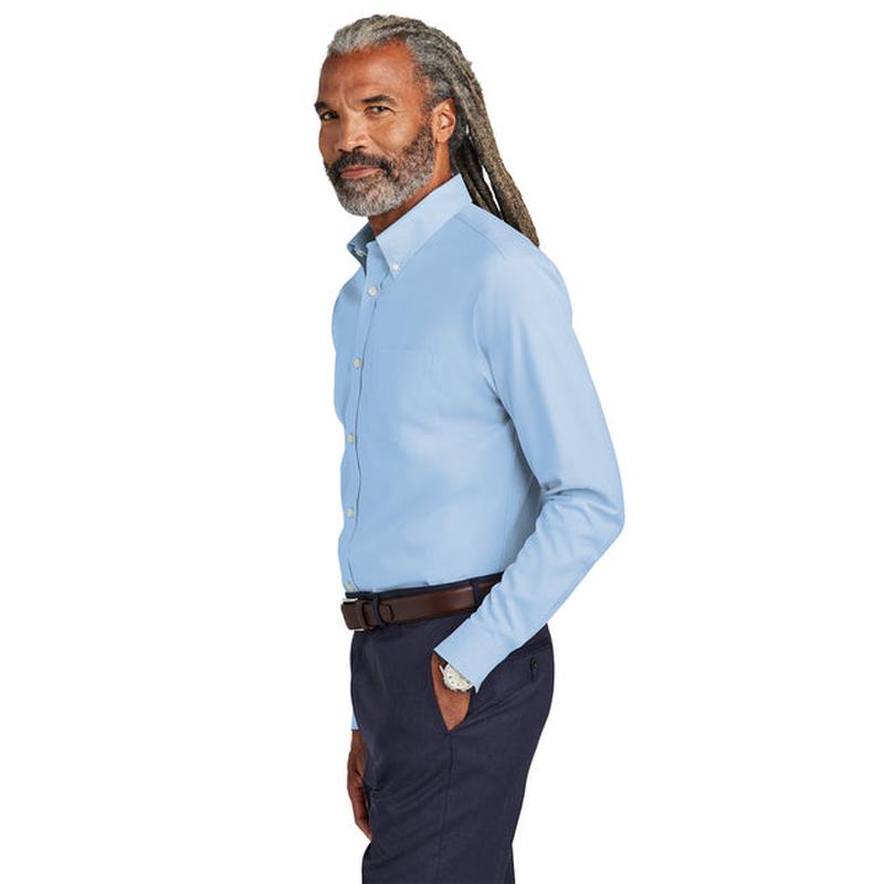 NEW STRAYER Brooks Brothers® Tall Wrinkle-Free Stretch Pinpoint Shirt - Newport Blue