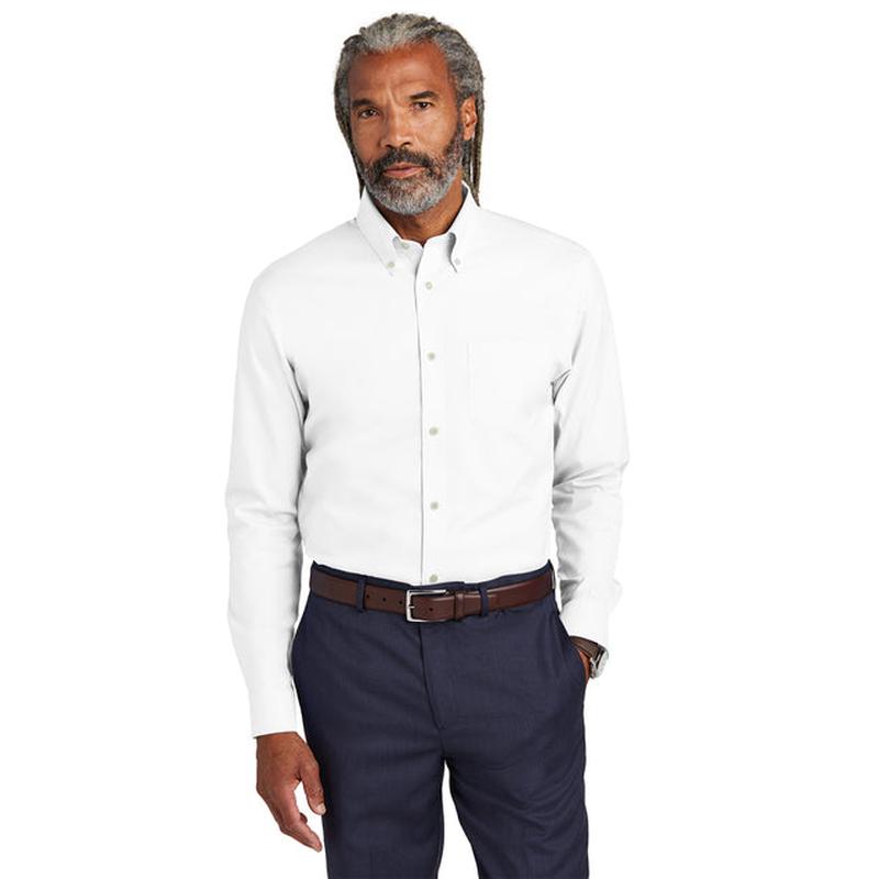 NEW STRAYER Brooks Brothers® Tall Wrinkle-Free Stretch Pinpoint Shirt - White