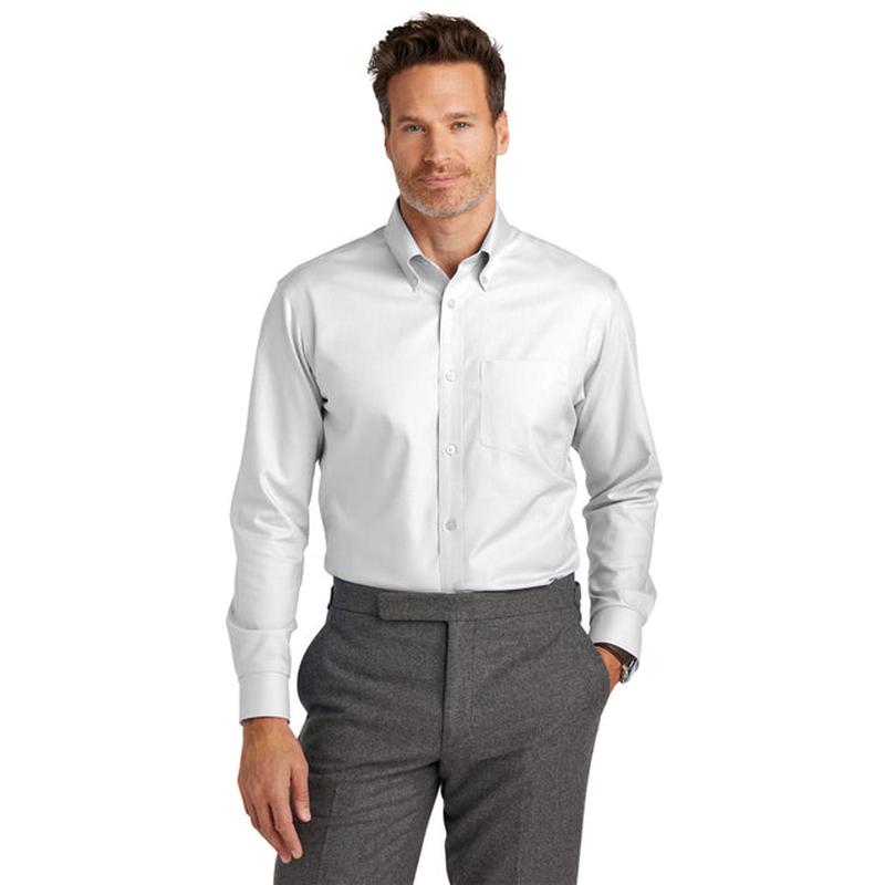 NEW STRAYER Brooks Brothers® Tall Wrinkle-Free Stretch Nailhead Shirt - White