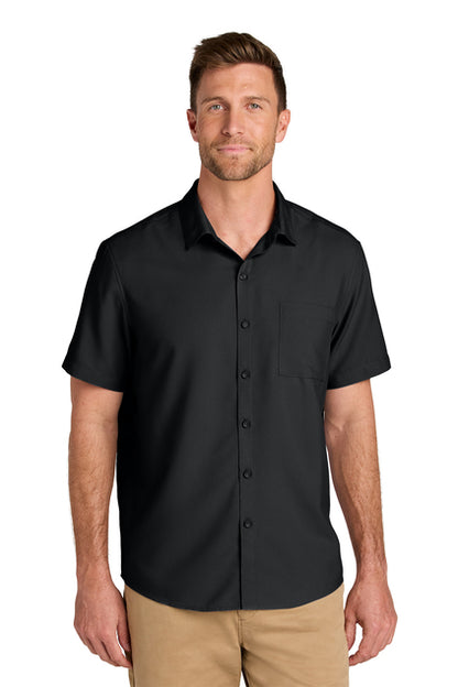 NEW STRAYER Port Authority® Short Sleeve UV Dockside Shirt - Deep Black