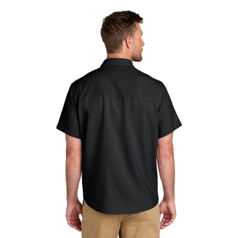 NEW STRAYER Port Authority® Short Sleeve UV Dockside Shirt - Deep Black