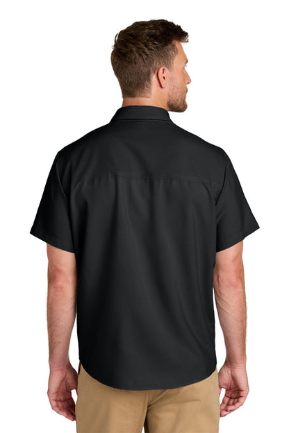 NEW STRAYER Port Authority® Short Sleeve UV Dockside Shirt - Deep Black