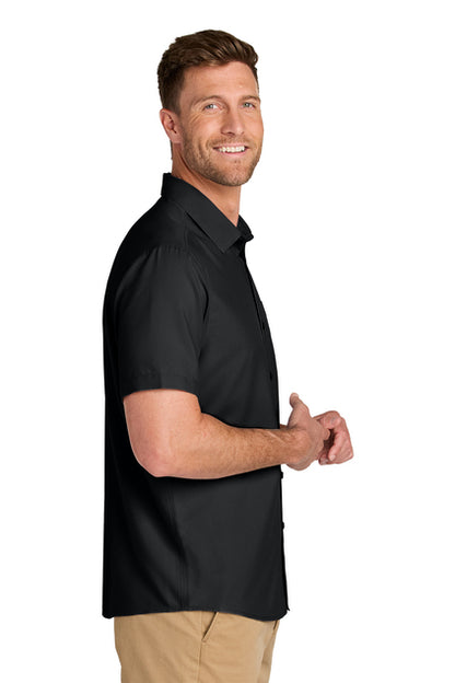NEW STRAYER Port Authority® Short Sleeve UV Dockside Shirt - Deep Black