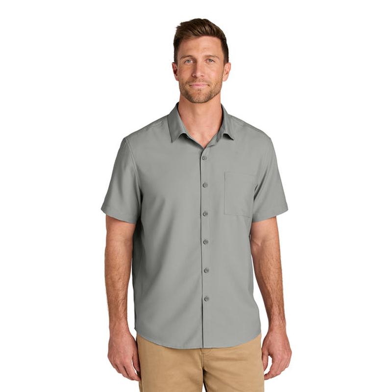 NEW STRAYER Port Authority® Short Sleeve UV Dockside Shirt - Gusty Grey
