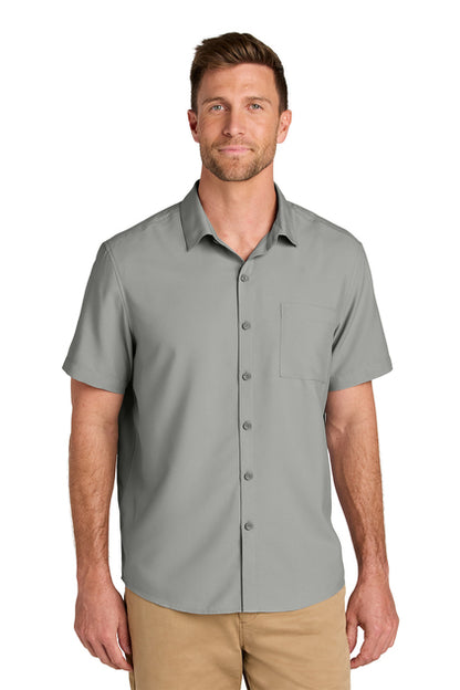 NEW STRAYER Port Authority® Short Sleeve UV Dockside Shirt - Gusty Grey