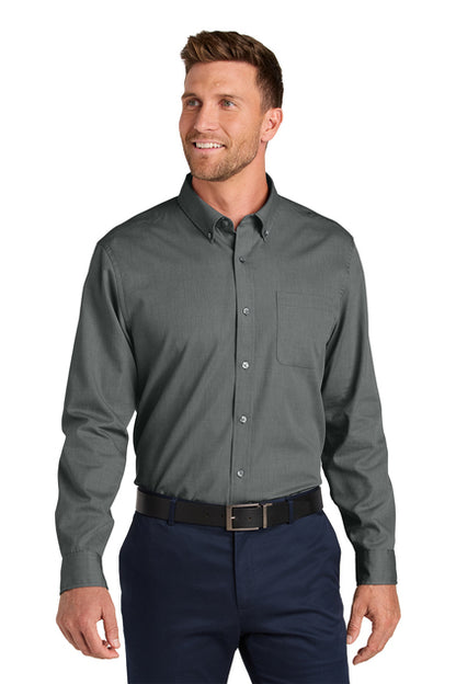 NEW STRAYER Port Authority® Long Sleeve Nailhead Easy Care Shirt - Deep Black