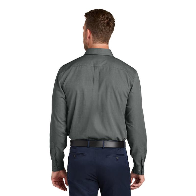 NEW STRAYER Port Authority® Long Sleeve Nailhead Easy Care Shirt - Deep Black