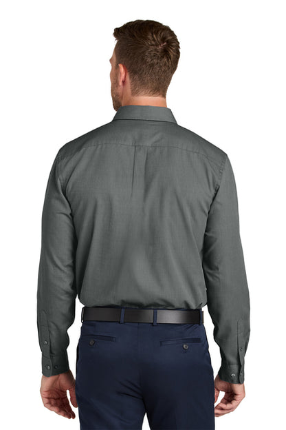 NEW STRAYER Port Authority® Long Sleeve Nailhead Easy Care Shirt - Deep Black