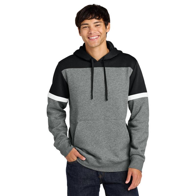 NEW STRAYER - Sport-Tek® Drive Fleece Colorblock Hoodie - Black/Vintage Heather