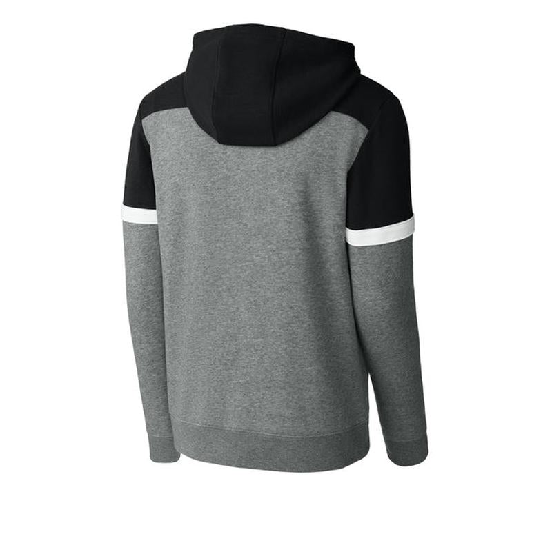NEW STRAYER - Sport-Tek® Drive Fleece Colorblock Hoodie - Black/Vintage Heather