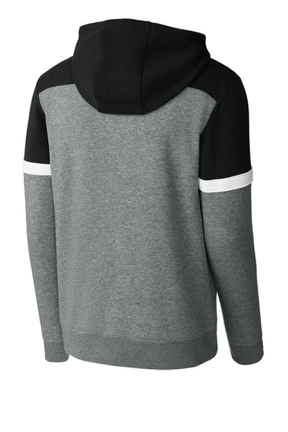NEW STRAYER - Sport-Tek® Drive Fleece Colorblock Hoodie - Black/Vintage Heather