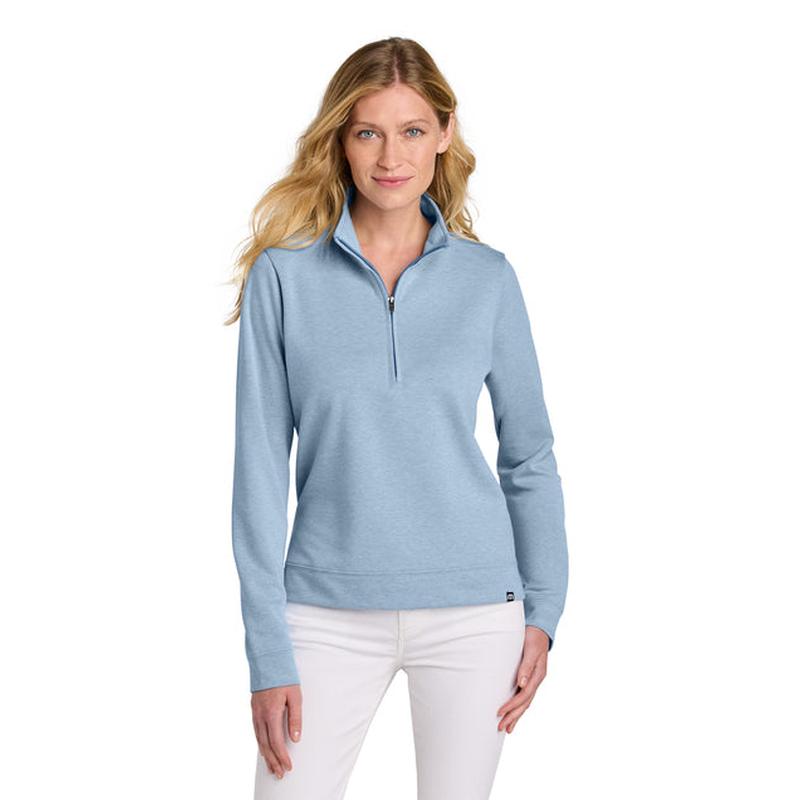 NEW STRAYER TravisMathew Women’s Coveside 1/2-Zip - Light Blue Heather