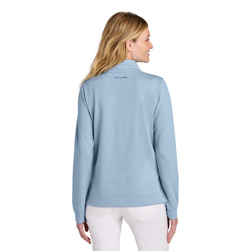 NEW STRAYER TravisMathew Women’s Coveside 1/2-Zip - Light Blue Heather