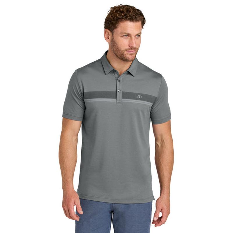 NEW STRAYER TravisMathew Glenview Stripe Polo - Quiet Shade Grey
