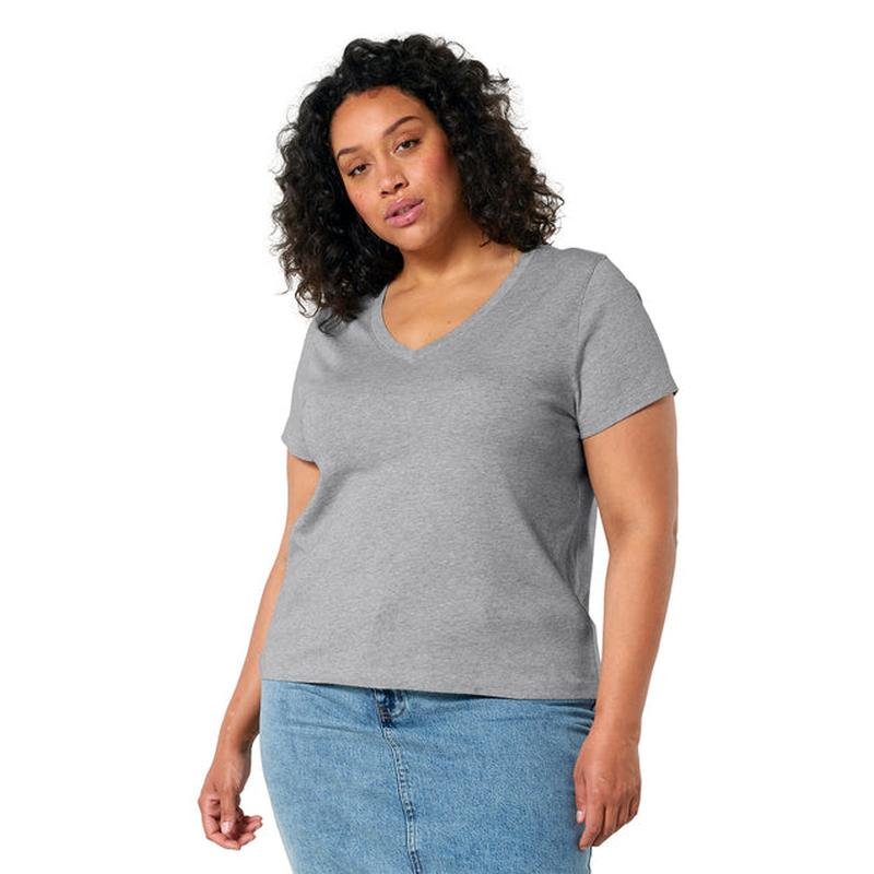NEW STRAYER Stanley/Stella Women’s Stella Isla V-Neck Tee - Heather Grey