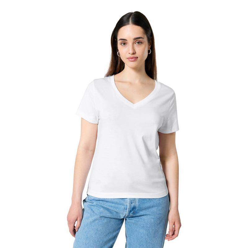 NEW STRAYER Stanley/Stella Women’s Stella Isla V-Neck Tee - White