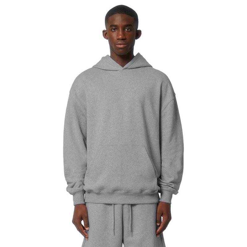 NEW STRAYER Stanley/Stella Unisex Cooper Dry Hooded Sweatshirt - Heather Grey