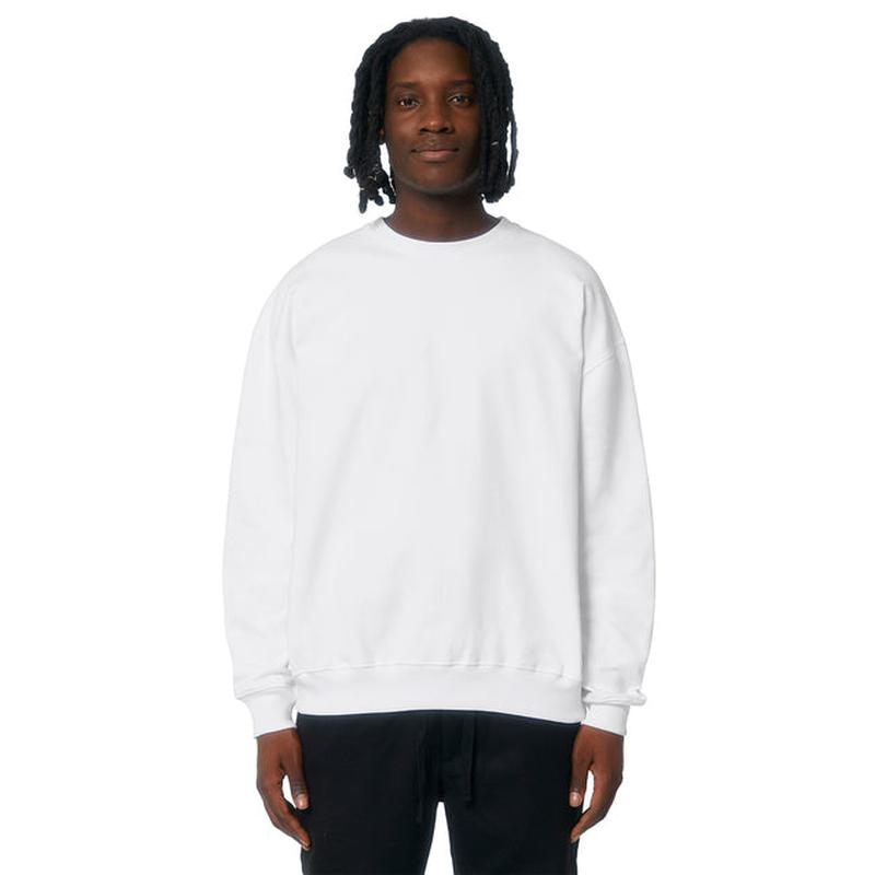 NEW STRAYER Stanley/Stella Unisex Ledger Dry Crewneck Sweatshirt - White
