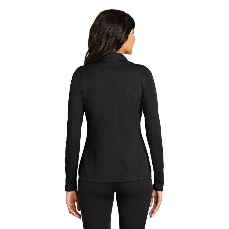 STRAYER Nike Ladies Long Sleeve Dri-FIT Stretch Tech Polo - BLACK