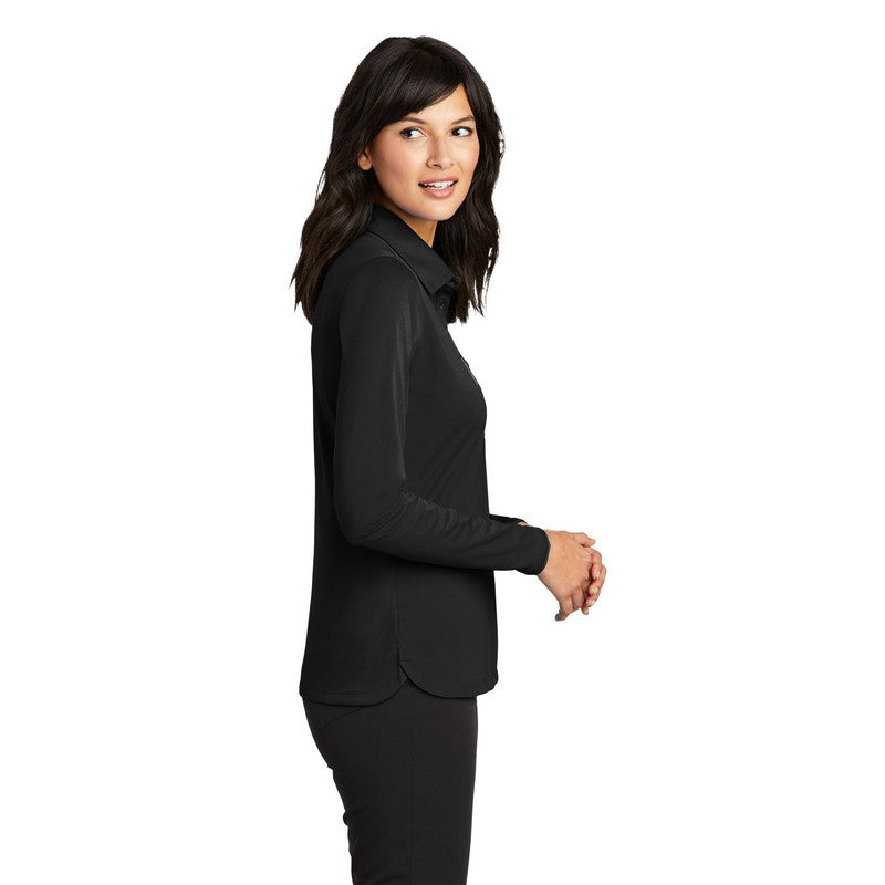 STRAYER Nike Ladies Long Sleeve Dri-FIT Stretch Tech Polo - BLACK